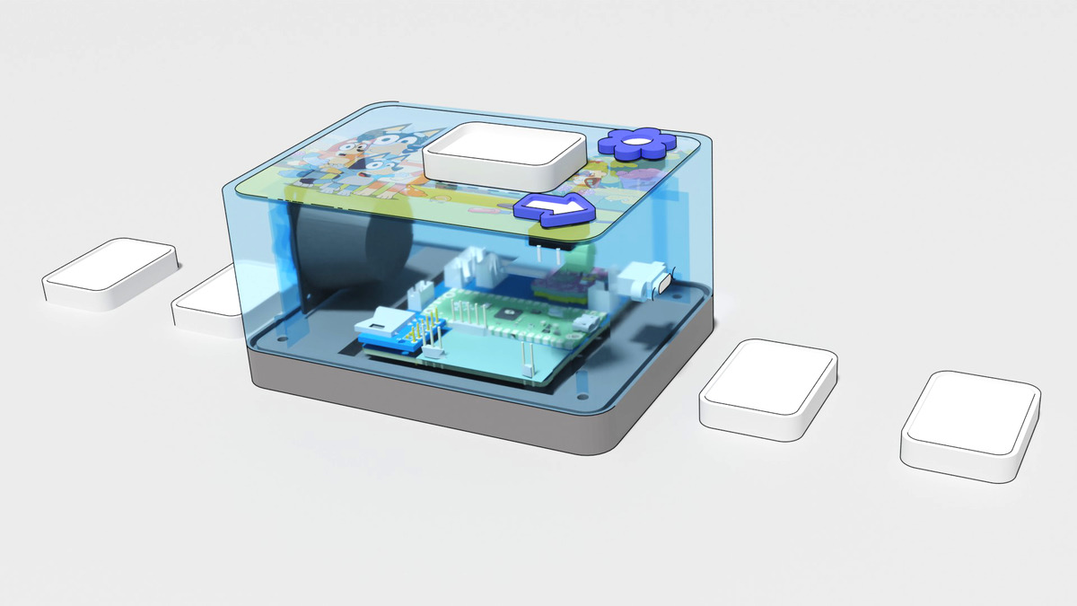 Translucent render of the completed design
